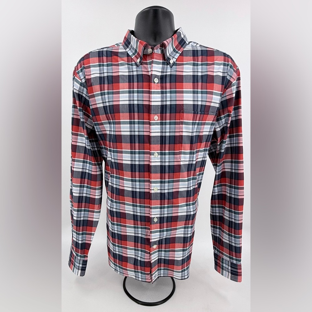 Vineyard Vines On-The-Go Brr Performance Shirt Red White & Blue Plaid Men’s XL